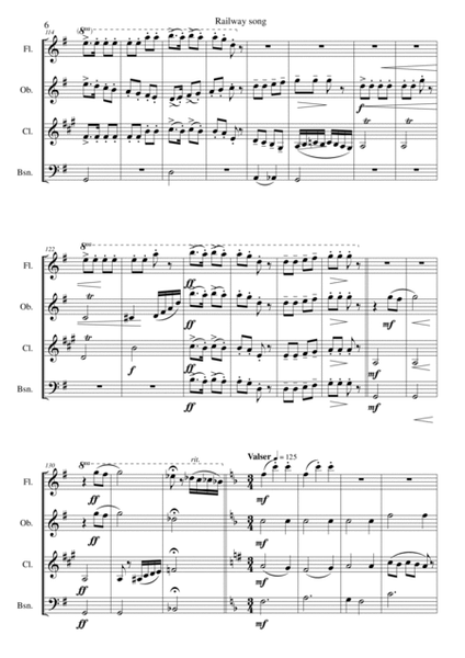 Railway Song (Auf de schwäb'sche Eisebahne) for wind quartet image number null