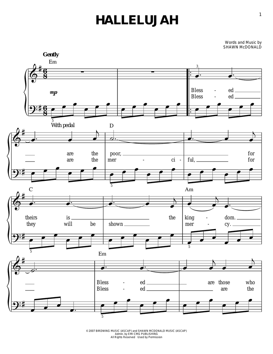 Hallelujah Hallelujah Easy Piano scores gallery preview page 1