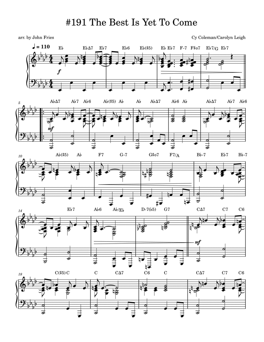 The Best Is Yet To Come Piano Solo scores gallery preview page 1