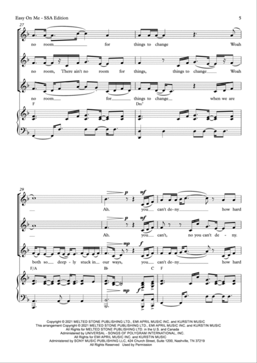 Easy On Me SSA scores gallery preview page 5