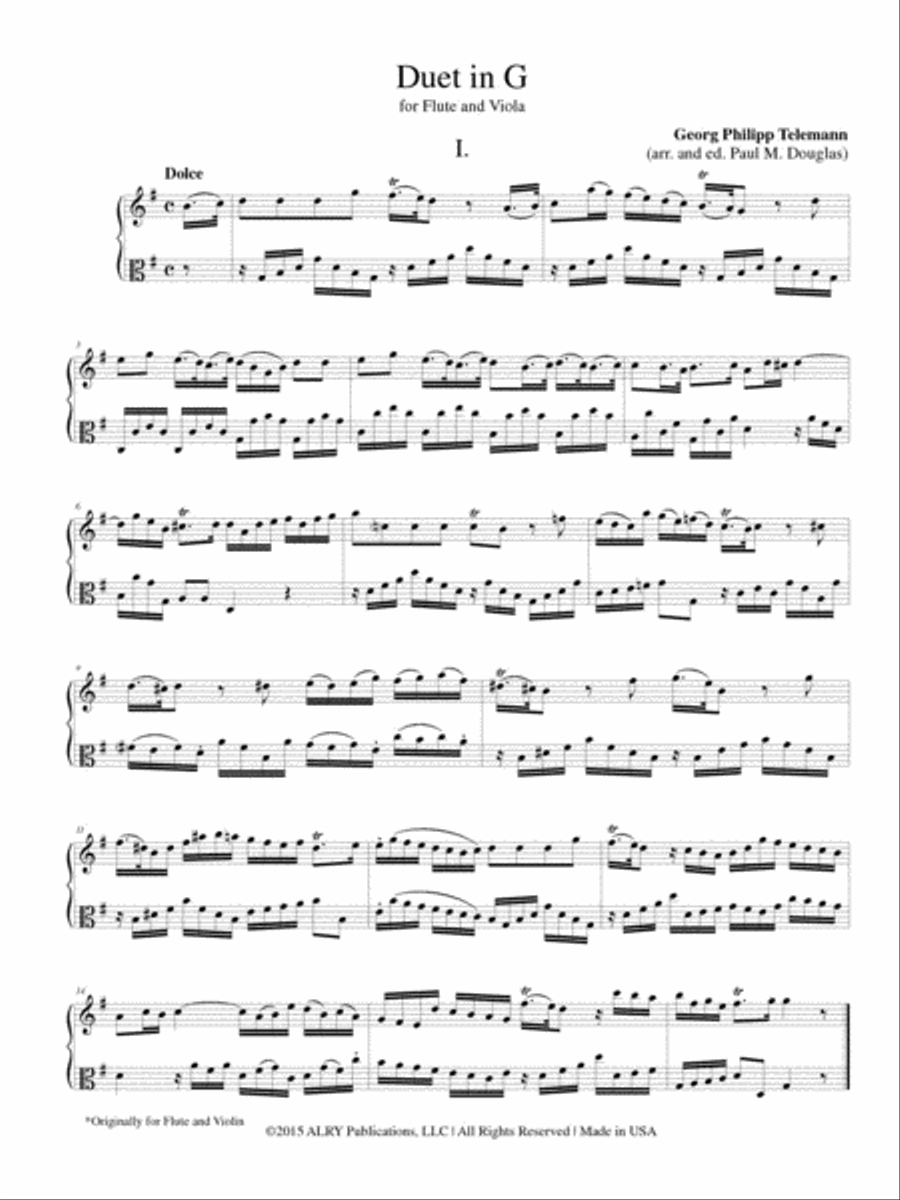 Duet in G Major for Flute and Viola Flute scores gallery preview page 2