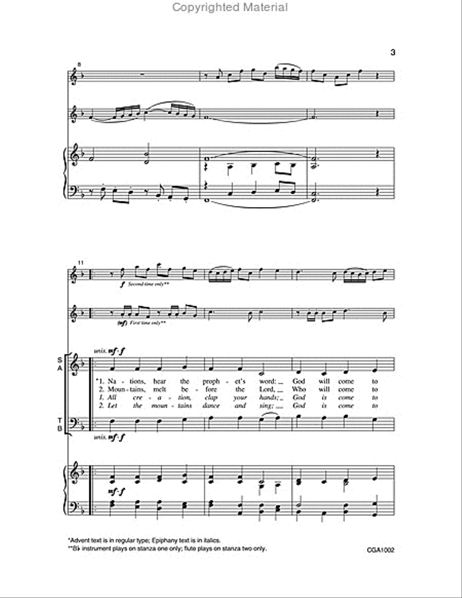 Nations, Hear the Prophet's Word All Creation, Clap Your Hands (SAB) 3-Part scores gallery preview page 3