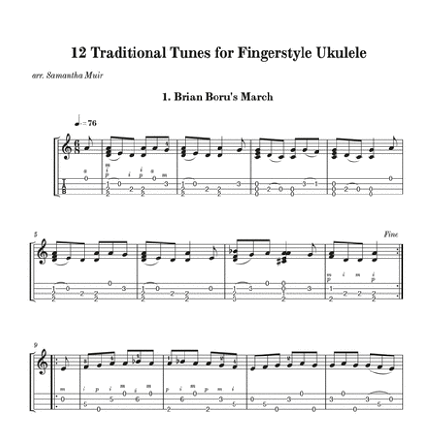12 Traditional Tunes for Fingerstyle Ukulele Ukulele scores gallery preview page 2