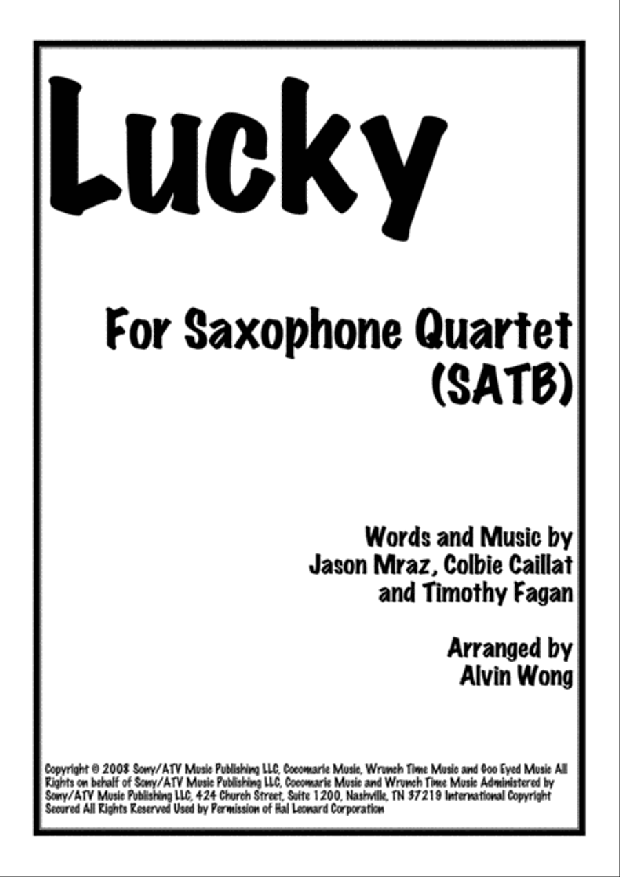 Lucky Saxophone Quartet scores gallery preview page 1