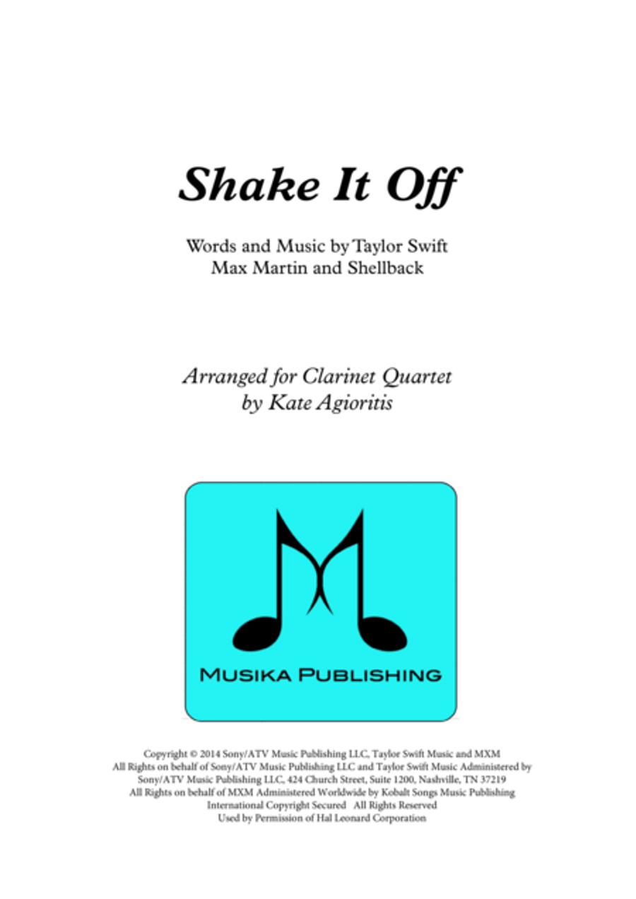 Shake It Off Clarinet Quartet scores gallery preview page 1