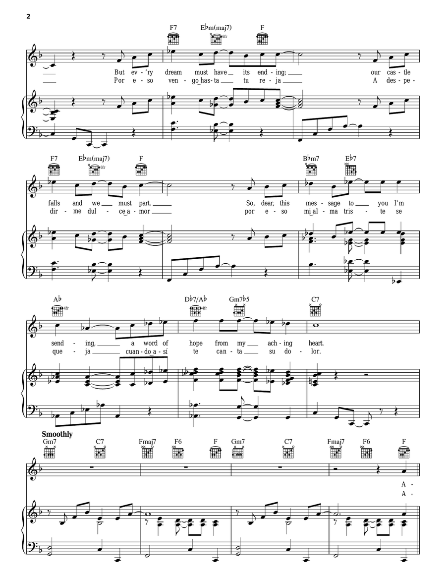 Adios Adios Piano, Vocal, Guitar scores gallery preview page 2