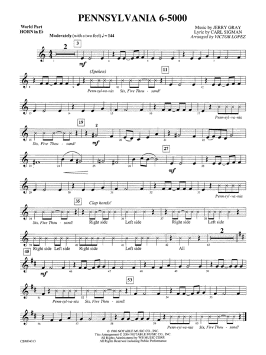 Pennsylvania 6-5000: WP 1st Horn in E-flat Concert Band scores gallery preview page 1