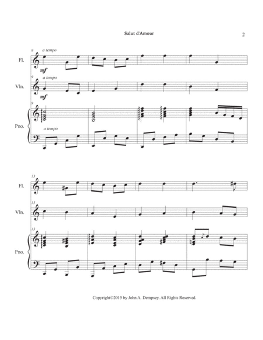 Salut d'Amour (Love's Greeting): Trio for Flute, Violin and Piano Small Ensemble scores gallery preview page 6