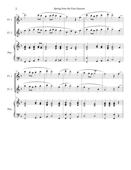 Spring from the Four Seasons (Flute Duet) with piano accompaniment image number null