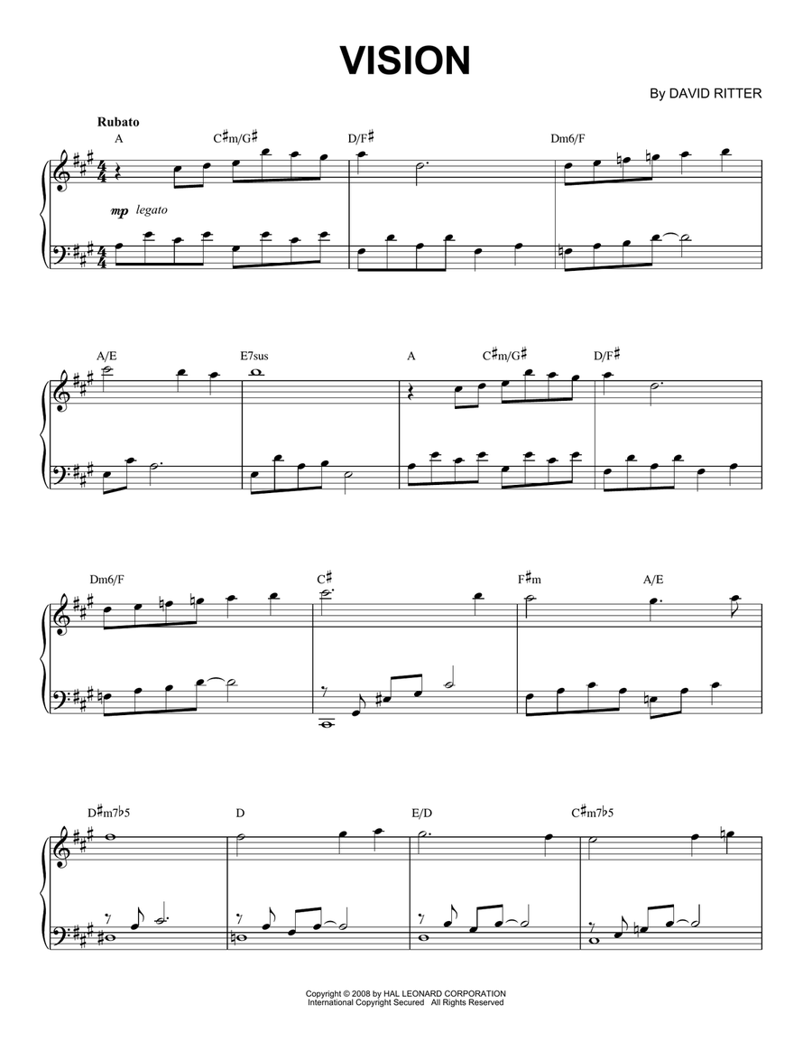 Vision Vision Piano Solo scores gallery preview page 1