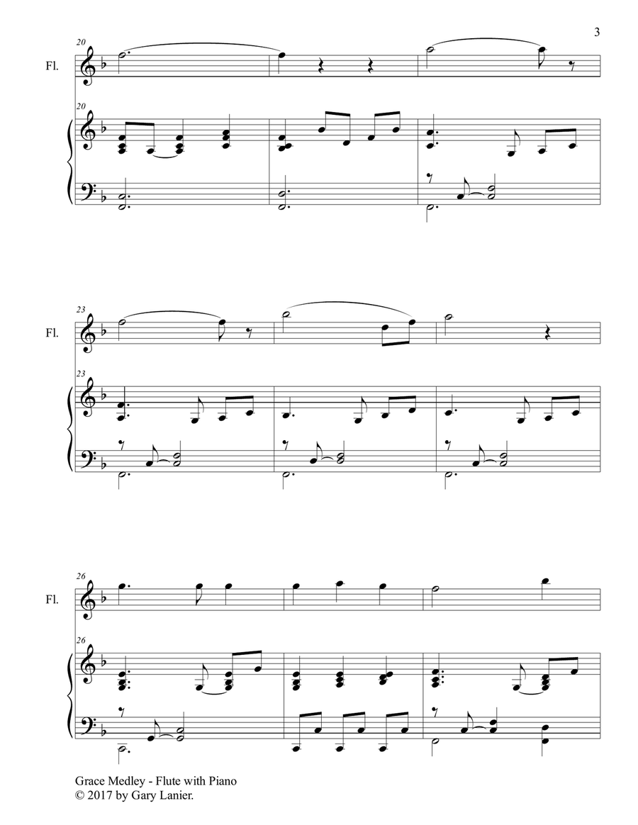 GRACE MEDLEY (for Flute with Piano - Instrument Part included) Flute Solo scores gallery preview page 4