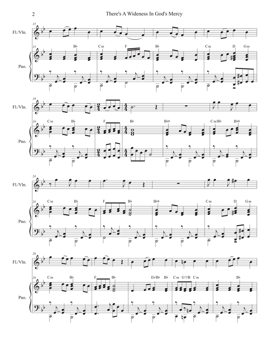 There's A Wideness In God's Mercy (Flute or Violin solo and Piano) Flute scores gallery preview page 3