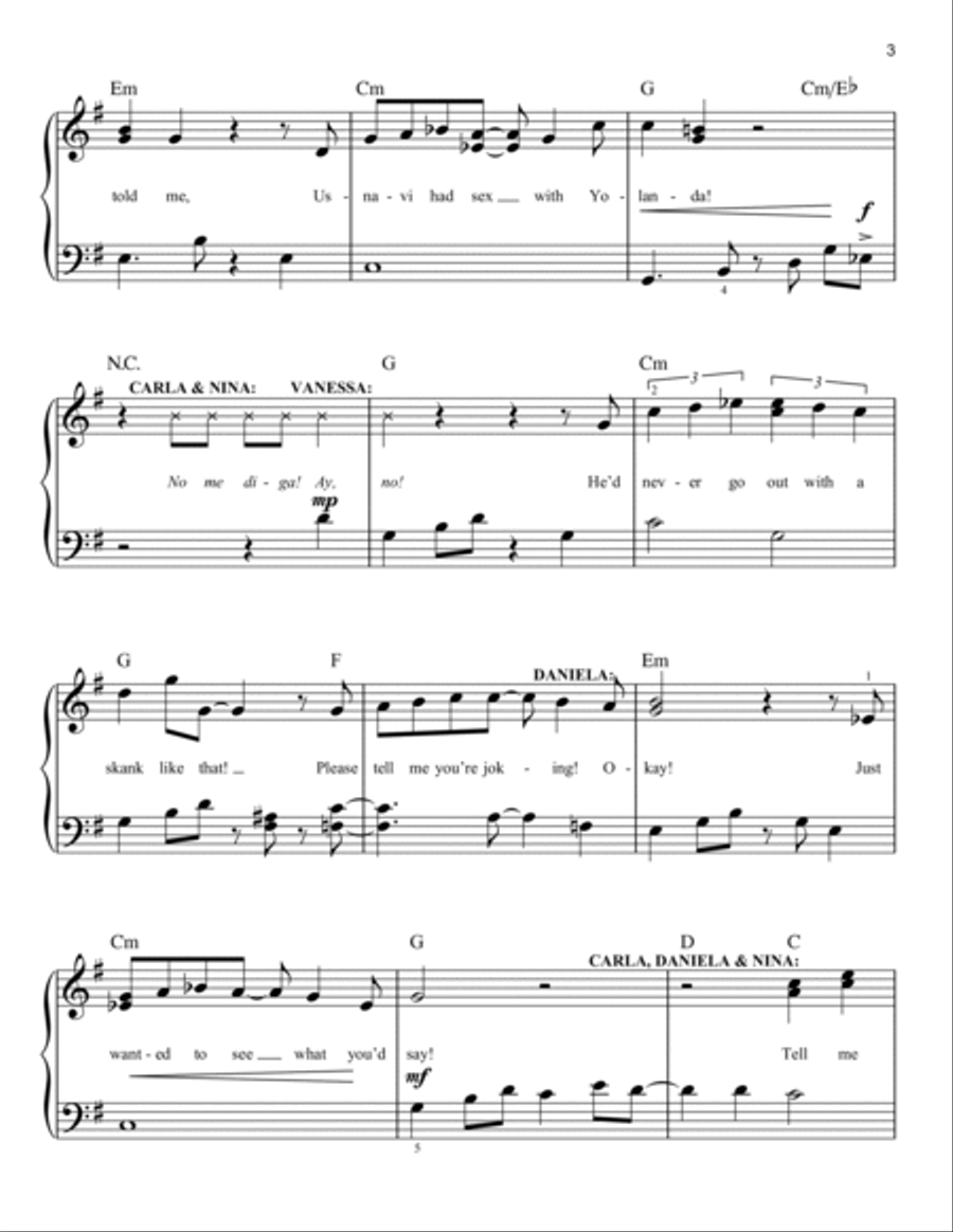 No Me Diga (from In The Heights: The Musical) Easy Piano scores gallery preview page 3