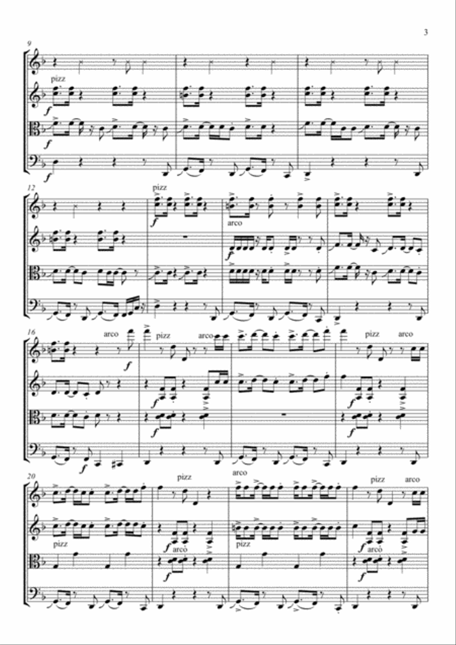 Uptown Funk String Quartet scores gallery preview page 3