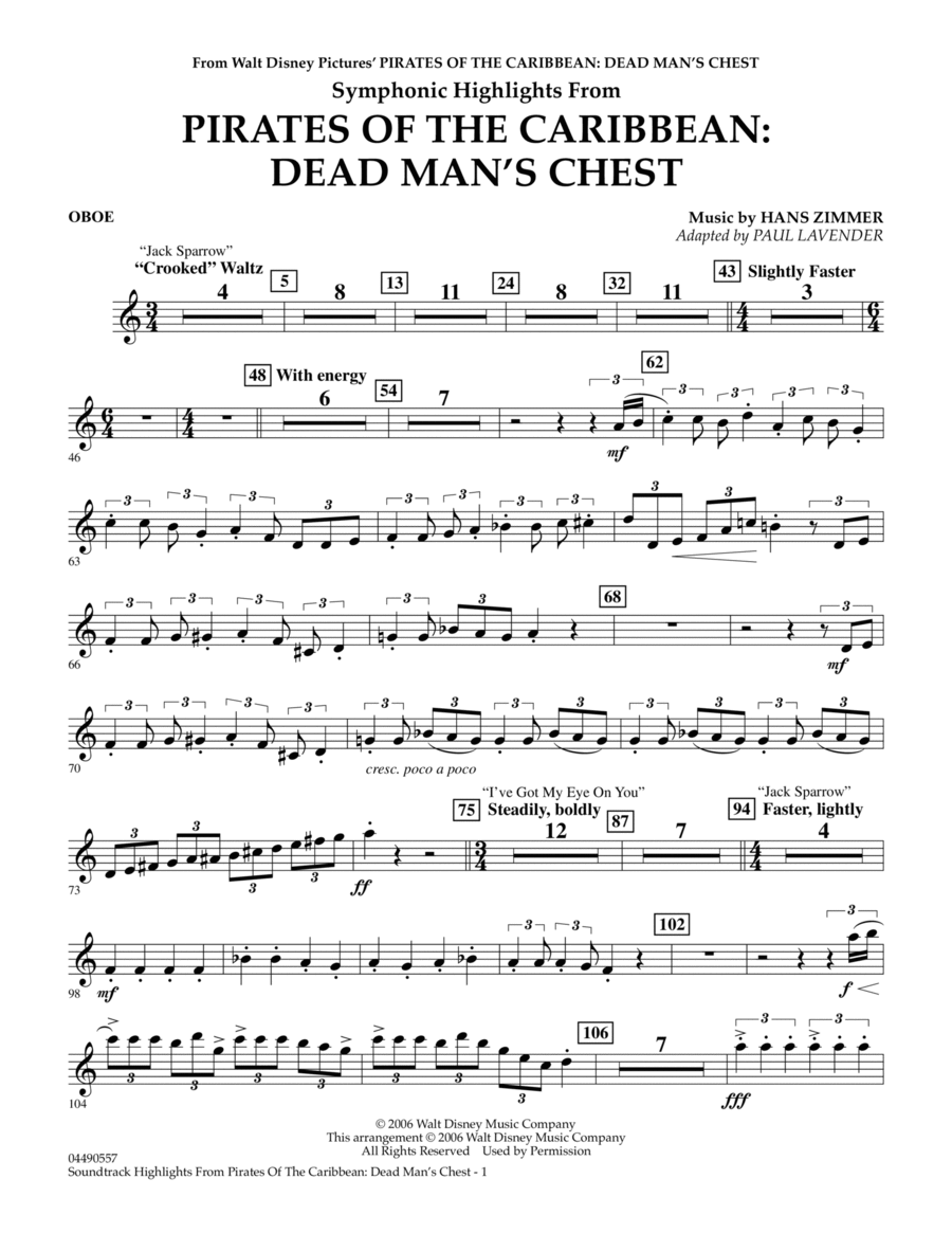 Soundtrack Highlights from Pirates Of The Caribbean: Dead Man's Chest - Oboe