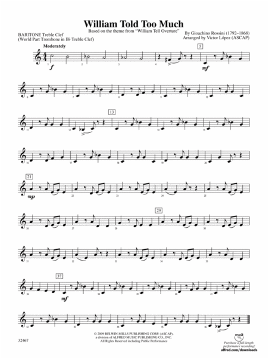 William Told Too Much: (World Part) Baritone T.C. Concert Band scores gallery preview page 1