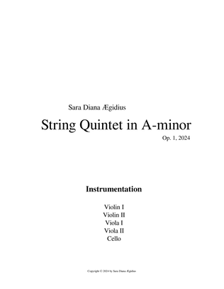 Book cover for Quintet for strings in A-minor, Op. 1