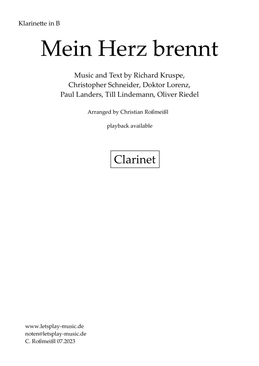 Mein Herz Brennt Mein Herz Brennt B-Flat Clarinet scores gallery preview page 1