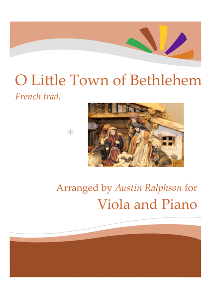 O Little Town Of Bethlehem for viola solo - with FREE BACKING TRACK and piano play along image number null