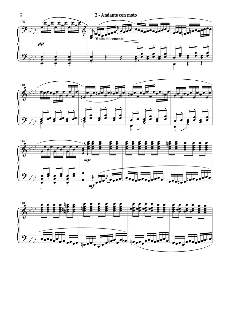 L.van Beethoven - Symphony no.5 Op.67 for piano – 2nd mov. Andante con moto Piano Solo scores gallery preview page 6
