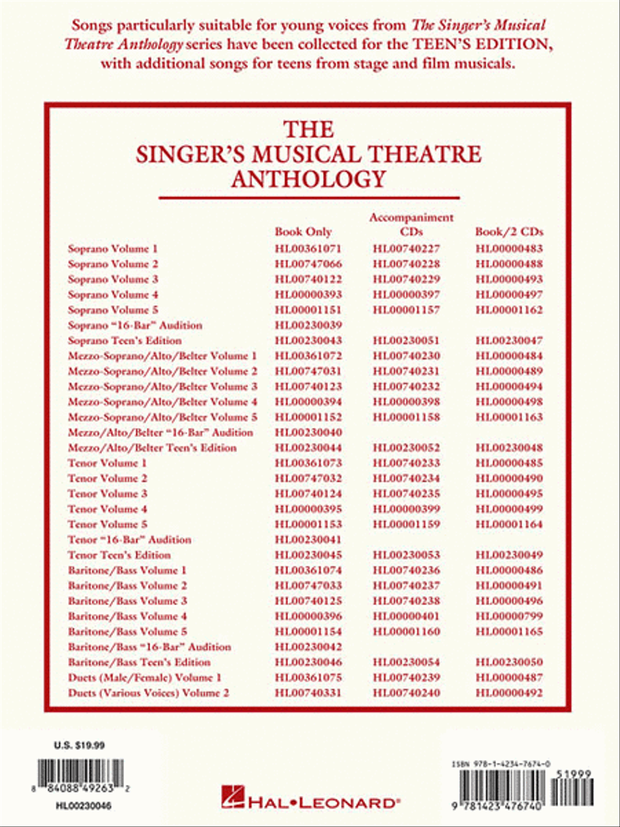 The Singer's Musical Theatre Anthology – Teen's Edition