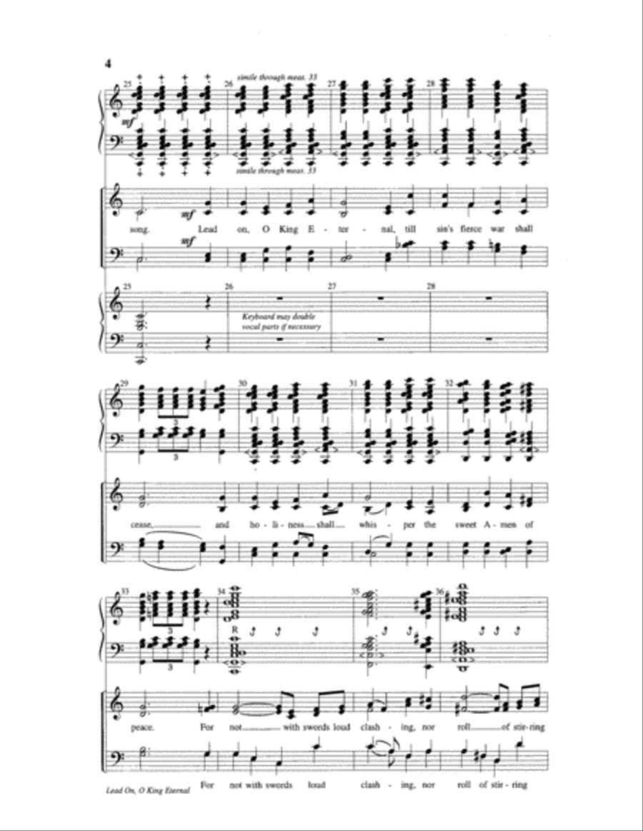 Lead On, O King Eternal 4-Part scores gallery preview page 4