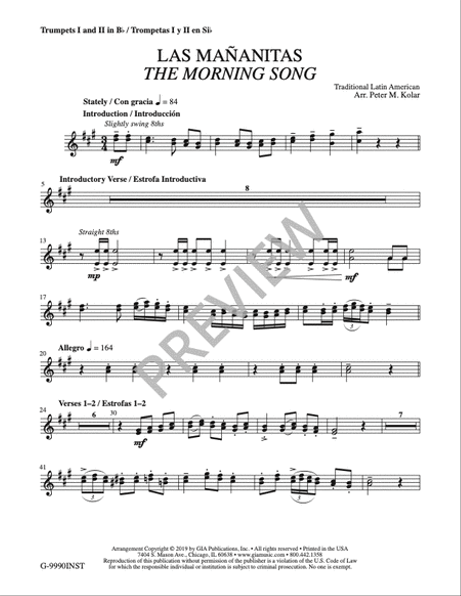 Las Mañanitas / The Morning Song - Instrument edition Trumpet scores gallery preview page 2