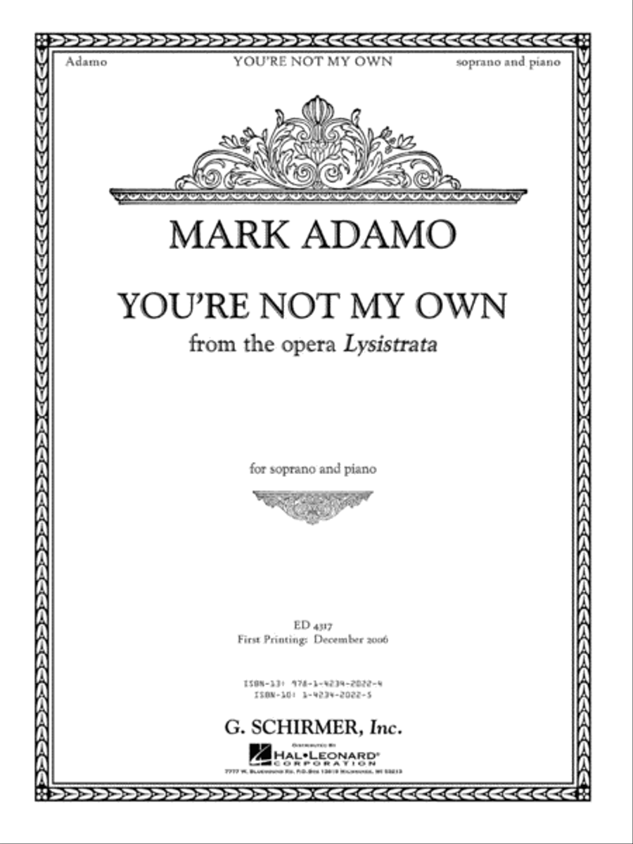 You're Not My Own from the opera Lysistrata Voice scores gallery preview page 1