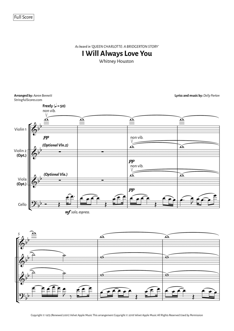 I Will Always Love You String Trio scores gallery preview page 1