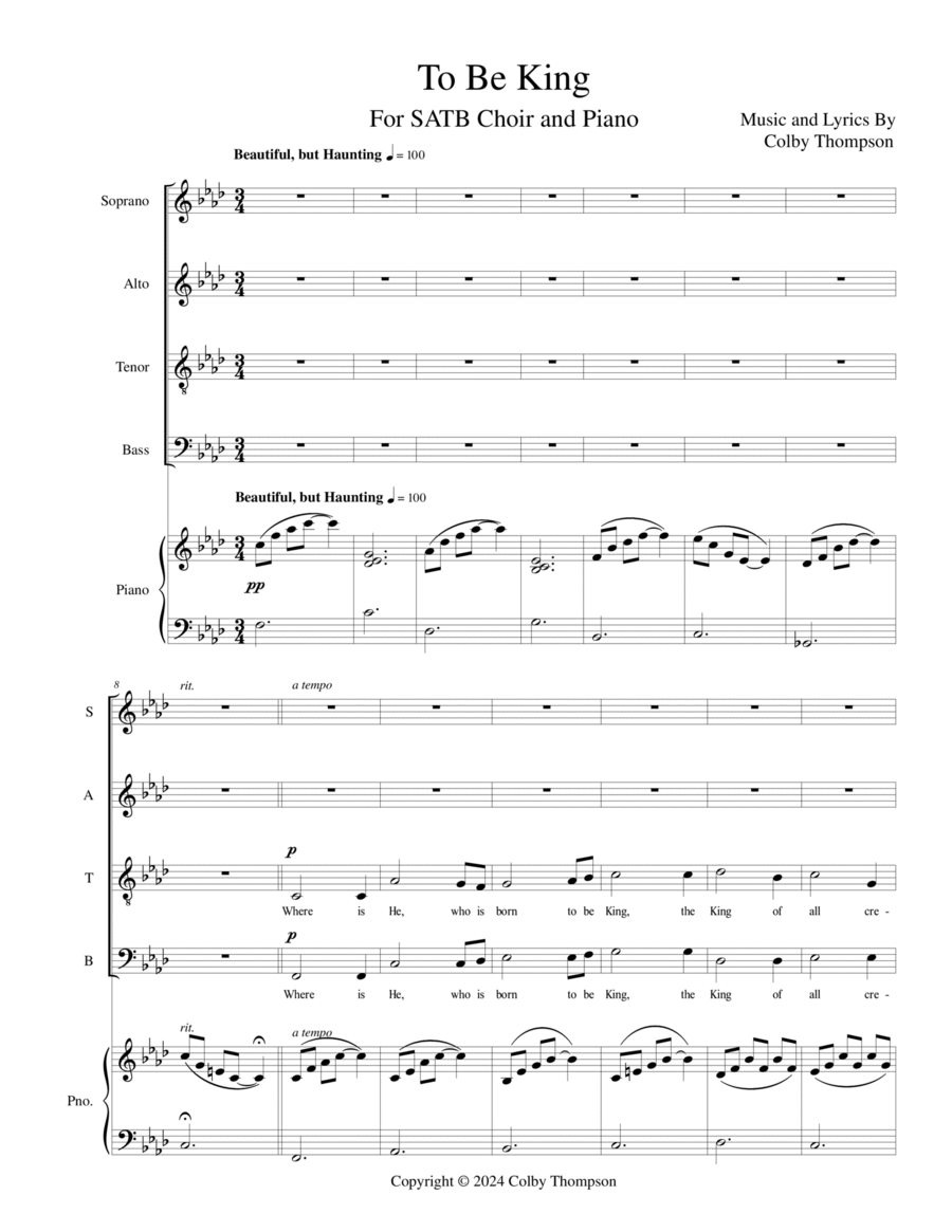 To Be King To Be King 4-Part scores gallery preview page 1
