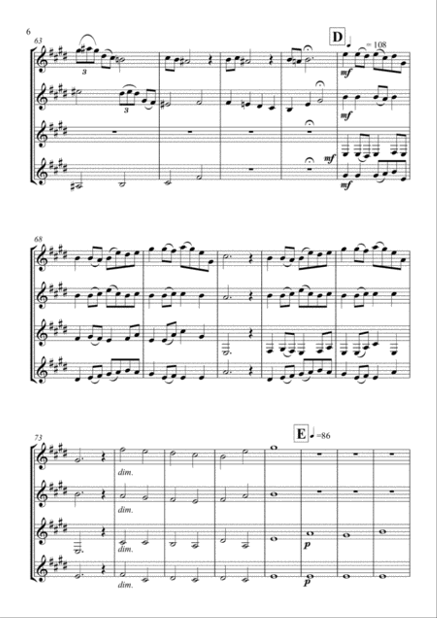 Ruach (Air in Motion) for Clarinet Quartet Clarinet Quartet scores gallery preview page 6
