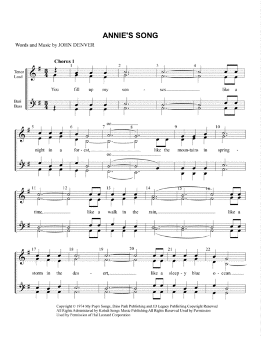 Annie's Song SSAA scores gallery preview page 1