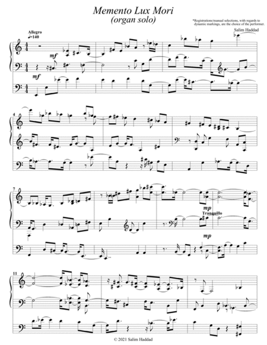 Memento Lux Mori (organ solo) Op. 10 image number null