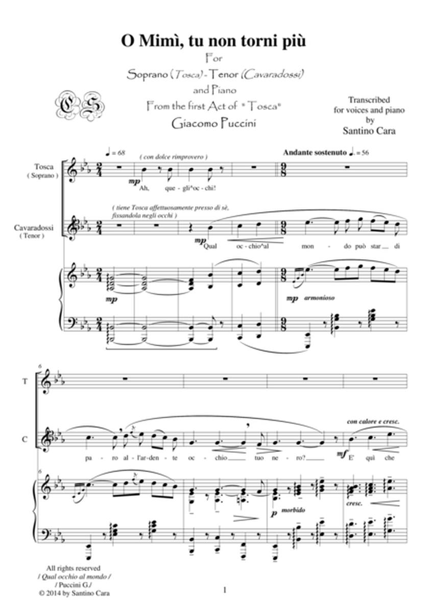 Puccini - Tosca (Act1) Qual occhio al mondo - Soprano, Tenor and piano image number null