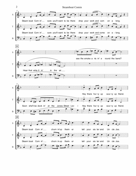 Steamboat Comin' - from "Get the Lead Out!" - a Bi-Centennial Musical SATB Parts only image number null
