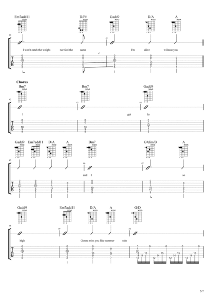 Summer Rain (Ft. Madison Cunningham & Chris Thile) Acoustic Guitar scores gallery preview page 5