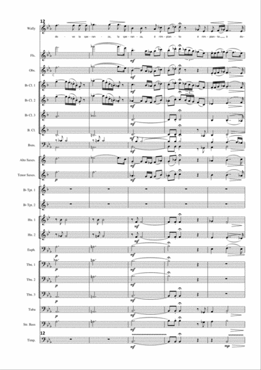 Ebben? Ne andrò lontana from 'La Wally' arranged for voice and concert band Concert Band scores gallery preview page 3
