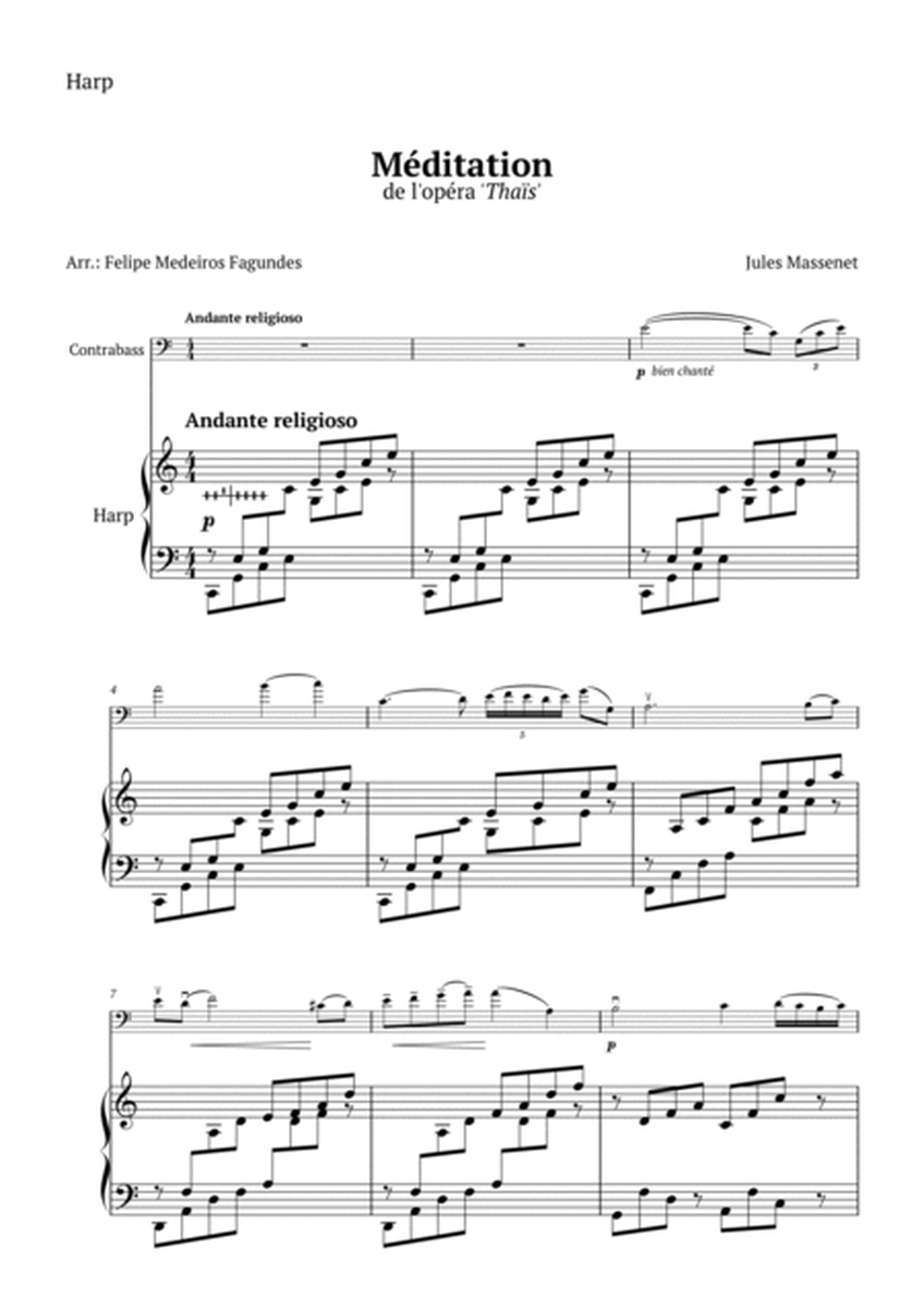 Meditation from Thais - For Double Bass (Orchestral Tunning) and Harp image number null