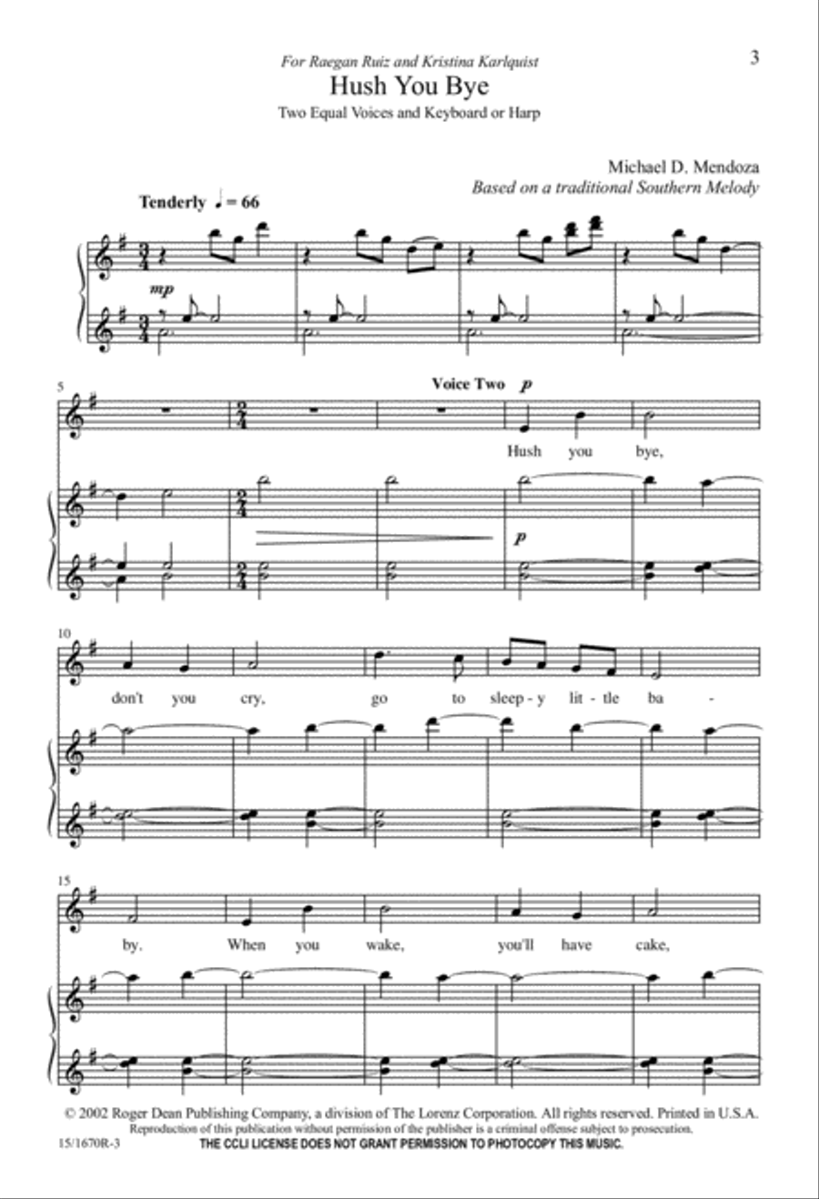 Hush You Bye 2-Part scores gallery preview page 1