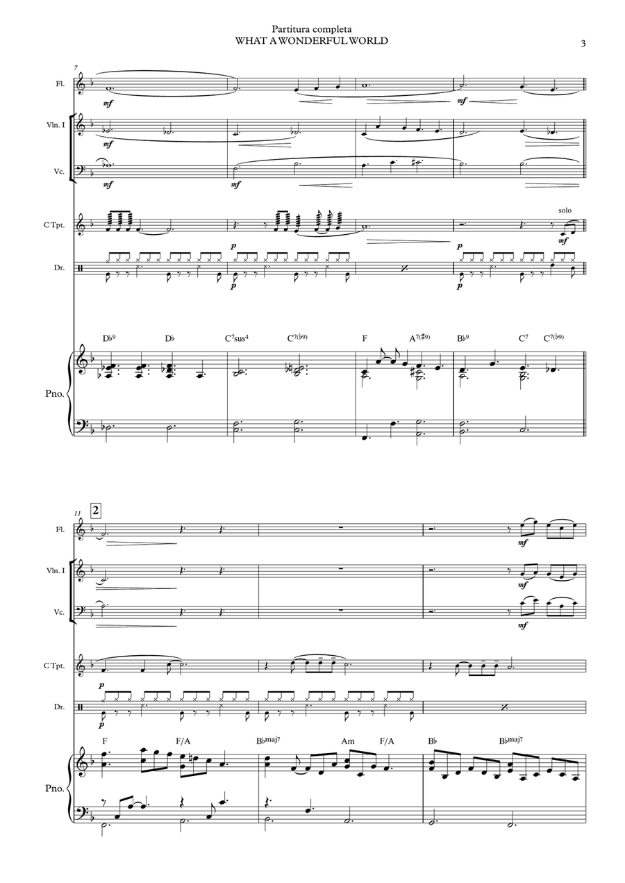 Mundo Su Misura (what A Wonderful World) Small Ensemble scores gallery preview page 3