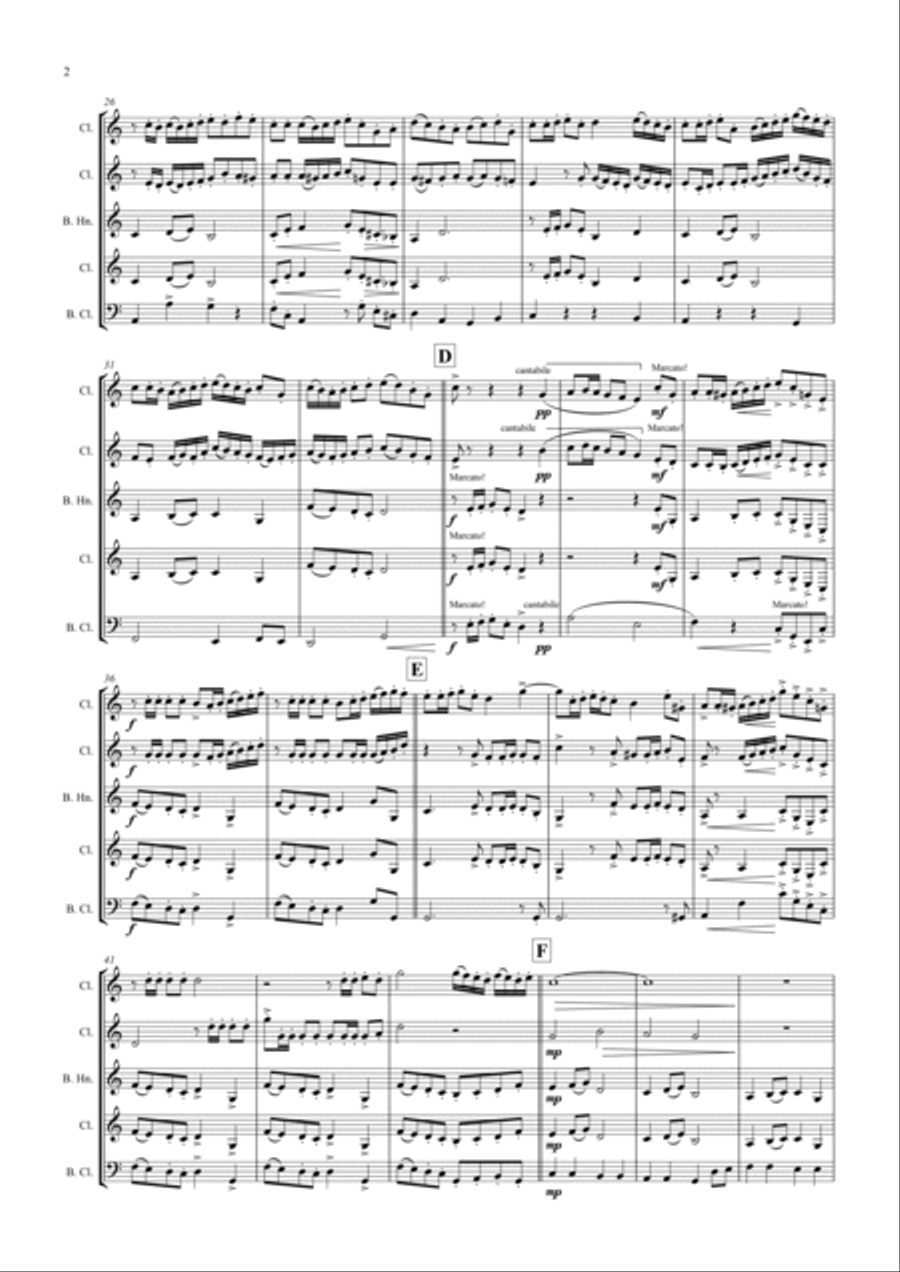 Canon C-Major, Kanon C-Dur, Clarinet Quartet Clarinet Quartet scores gallery preview page 2