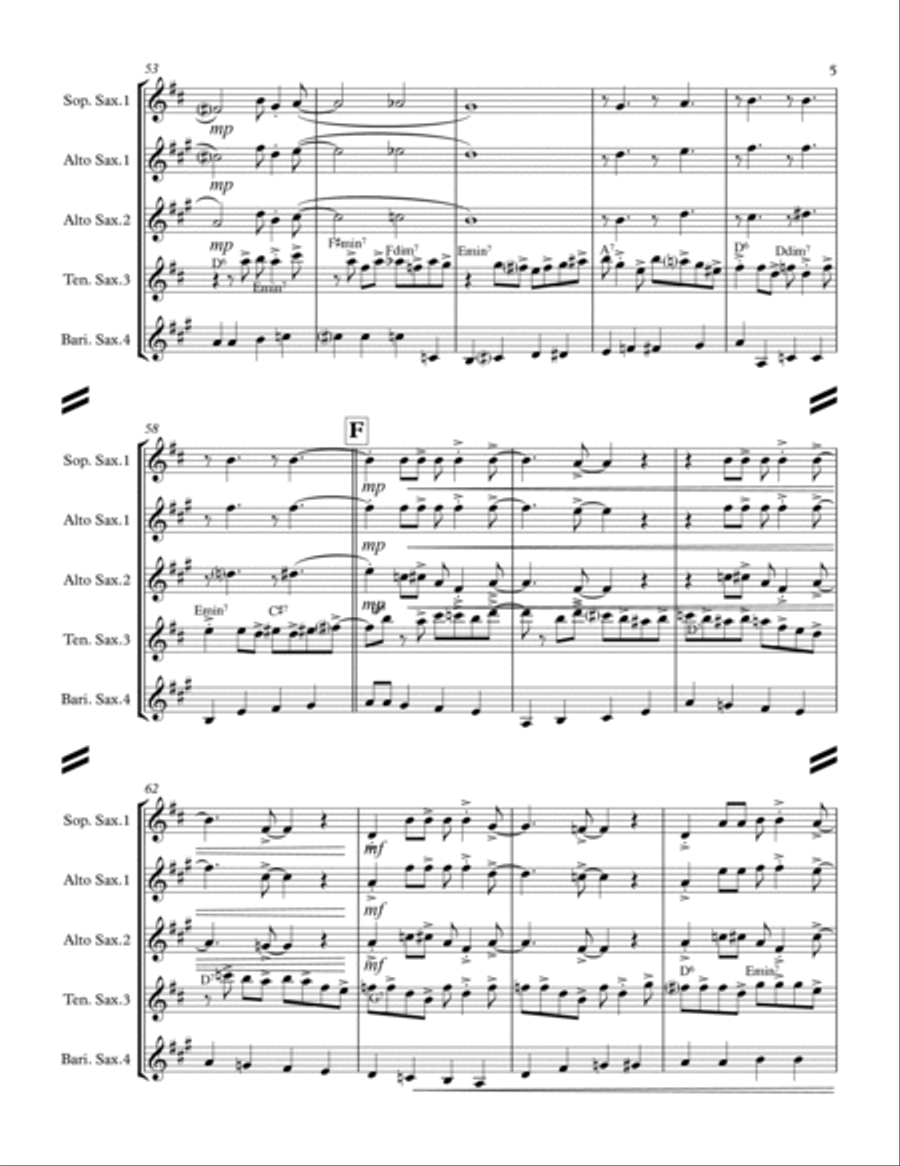 Boogie Woogie Santa Claus Saxophone Quartet scores gallery preview page 6