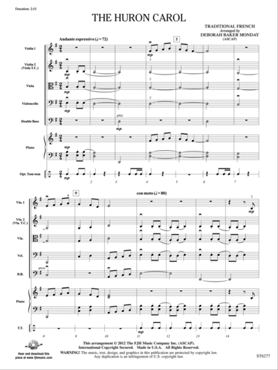 The Huron Carol: Score The Huron Carol: Score String Orchestra scores gallery preview page 3