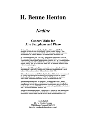 H. Benne Henton: Nadine, Concert Waltz for saxophone and piano