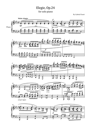Gabriel Fauré - Elégie Op.24 - For Piano Solo