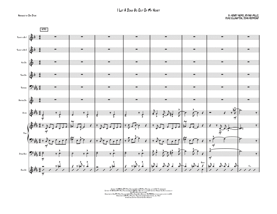 I Let A Song Go Out Of My Heart I Let A Song Go Out Of My Heart Small Ensemble scores gallery preview page 1
