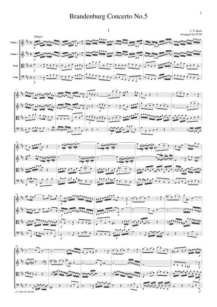 J.S.Bach Brandenburg Concerto No.5, all mvts., BWV1050