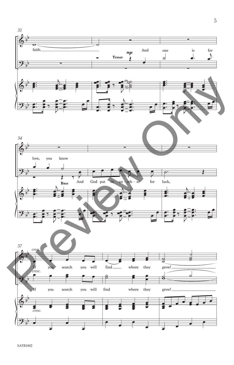 Where the Four-Leaf Clovers Grow 4-Part scores gallery preview page 5