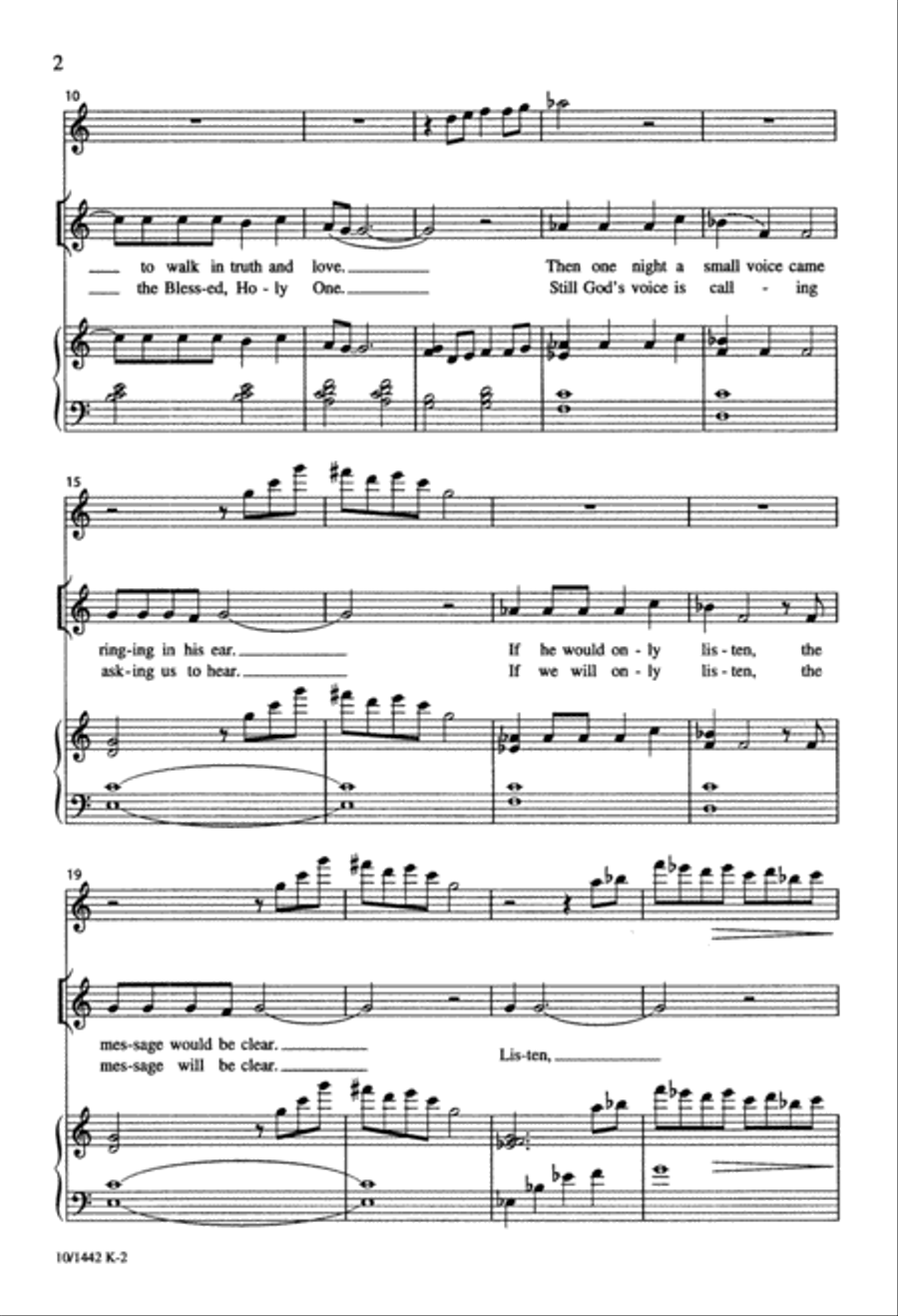 Listen to God Unison Choir scores gallery preview page 2