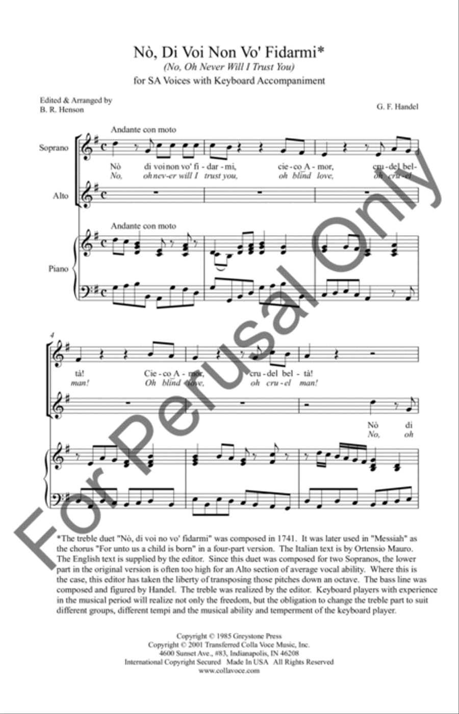 No, Di Voi Non Vo'Fidarmi SA scores gallery preview page 2